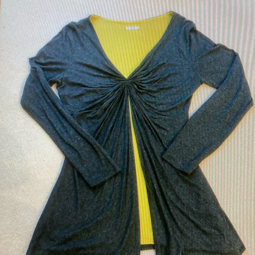 Banana Republic Green and Blue Long Sleeve Tie Front Blouse